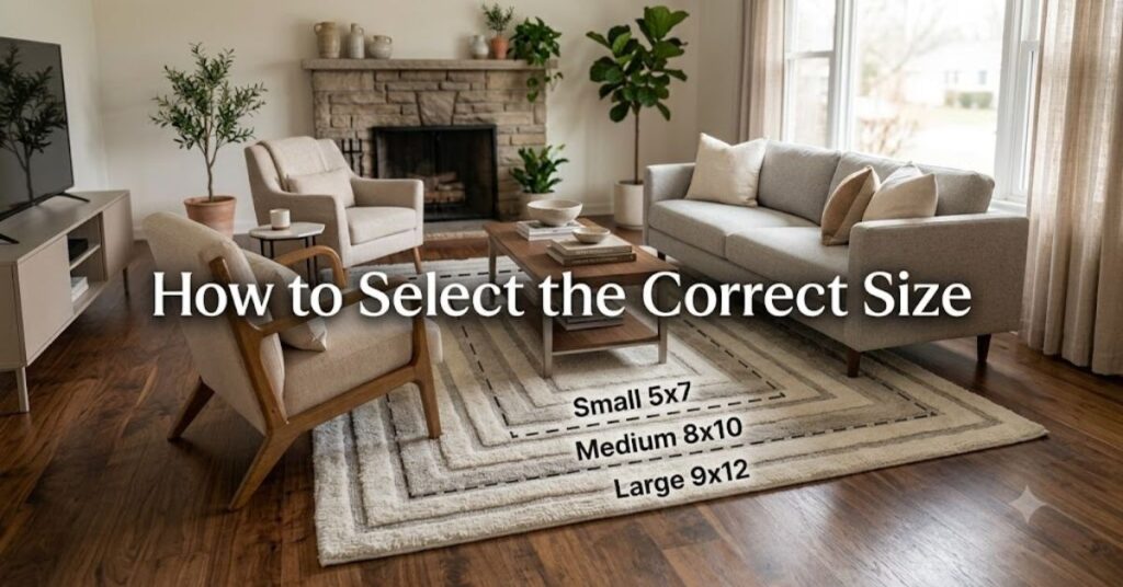 How to select the correct rug size for the living room - 5*7 and 8*10 rug dimension guide

