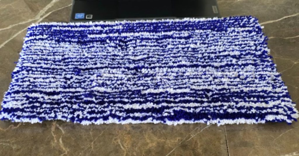 Blue and white textured custom rug